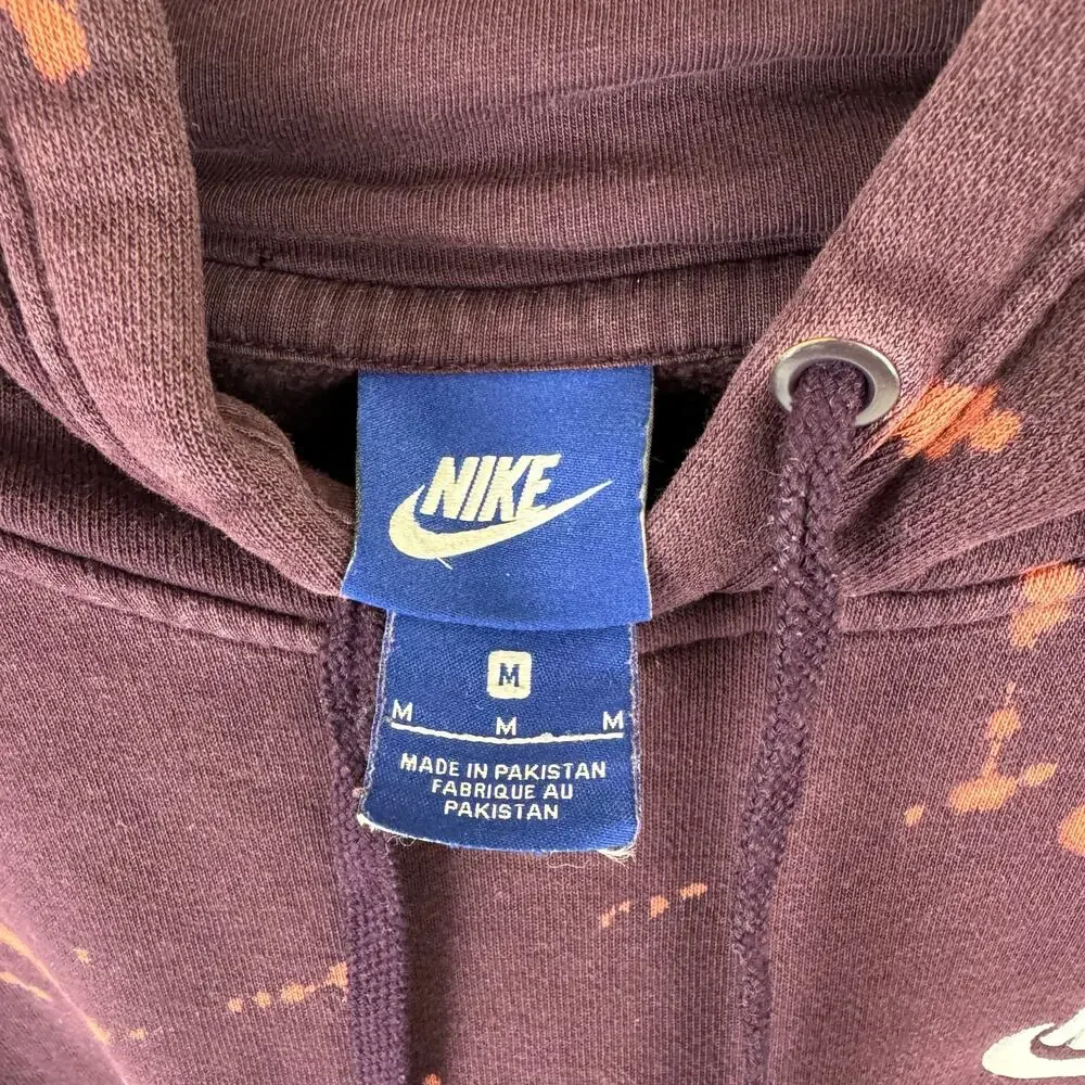 Nike Club pullover fleece Purple Splatter Dye Hoodie Sweatshirt Womens Sz M